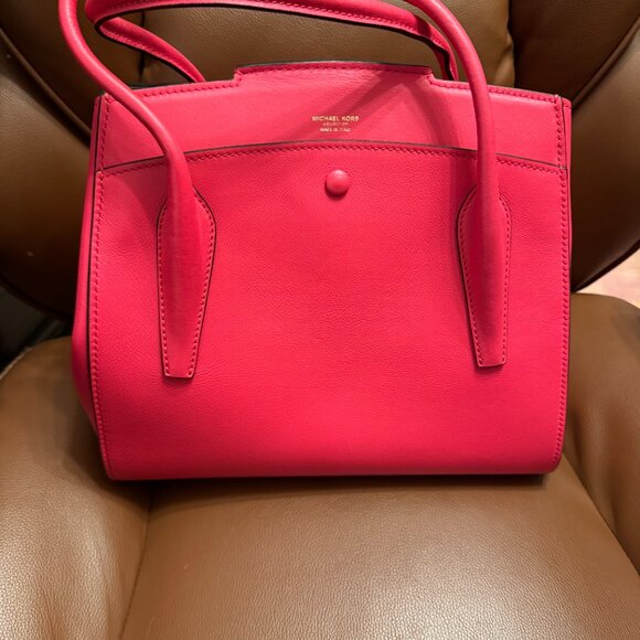 Michael Kors Collection Large Bancroft Satchel Hot Pink - Picture 3 of 7